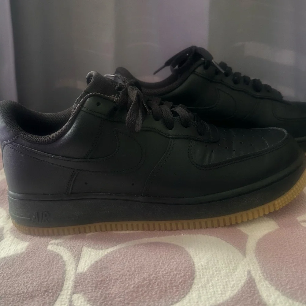 Nike Black and Gum Sole Air Force One Sneakers - Picture 3 of 10